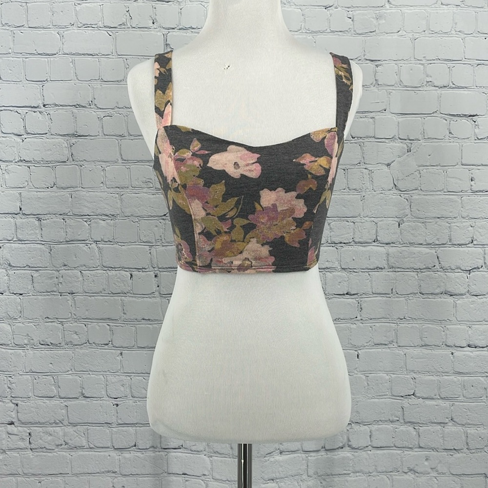 Kirra Pacsun Floral Extremely Soft Bralette Crop Top Cutout Back Stretchy XS Y2K